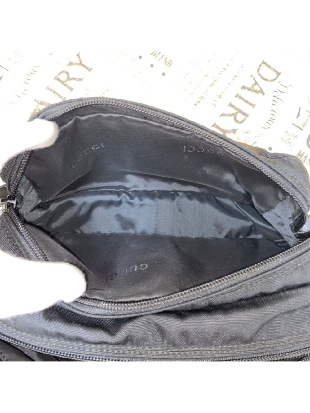 Gucci Handbag Pouch Clutch Nylon Black Business Travel - Picture 12 of 15
